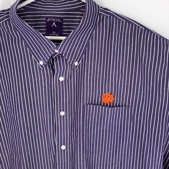 Clemson University Tiger Paw Striped Purple Shirt Men's 2XL Long Sleeve XXL - Picture 5 of 6